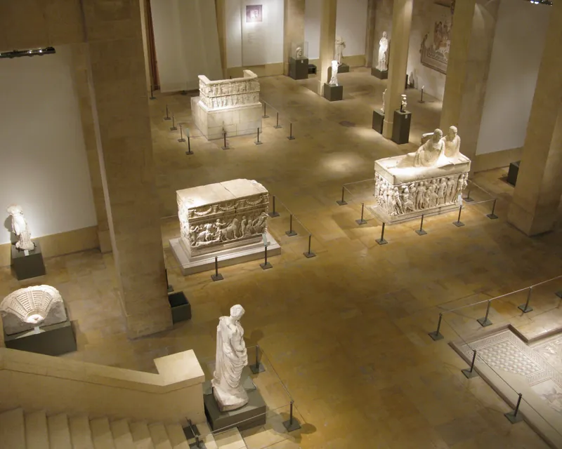 Sarcophagi in the hall of the National Museum of Beirut