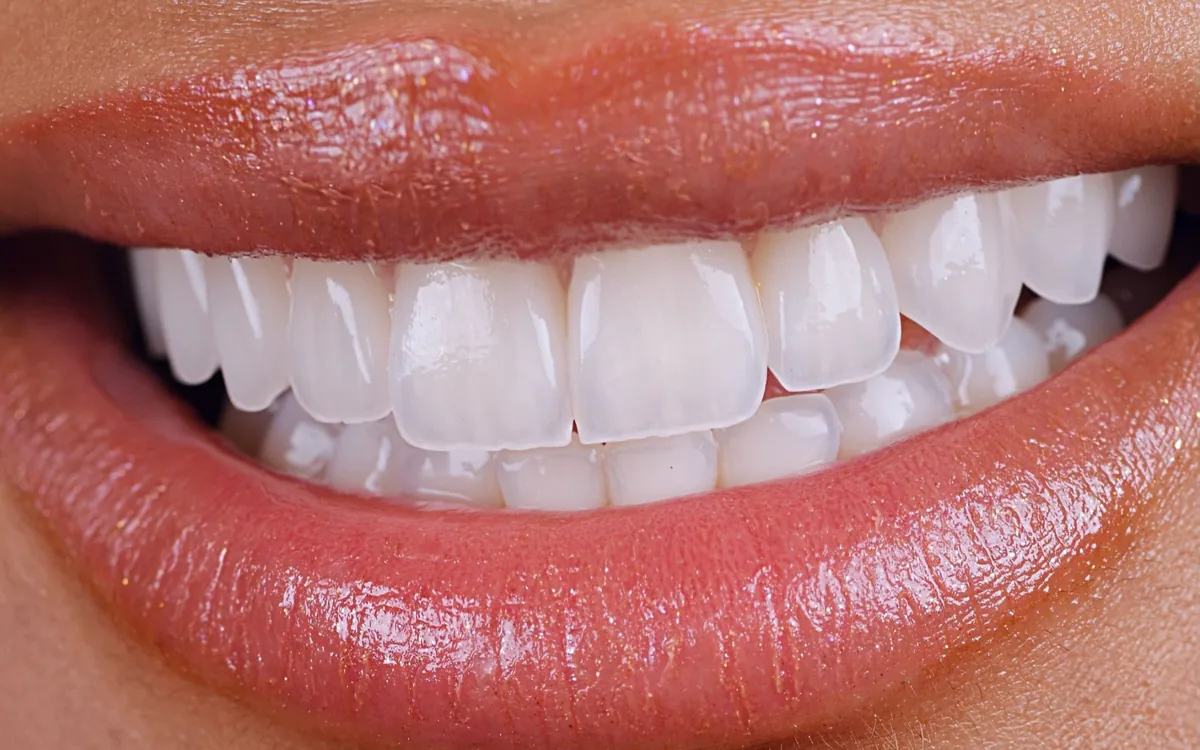 Porcelain veneers, close up